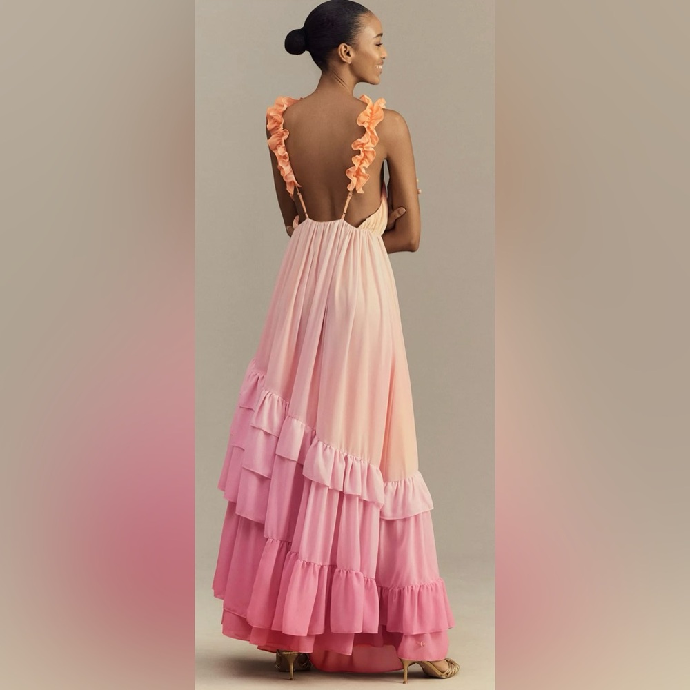 BHLDN Anthropologie V Neck Ombré Maxi Dress - worn once